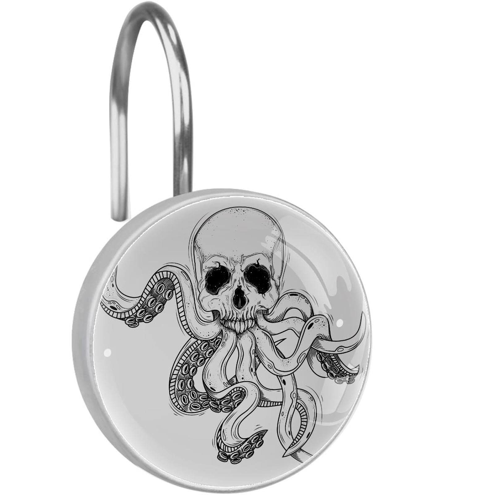 12 Pack Skull White Bone Shower Curtain Hooks Rings - Durable Bathroom Shower Rod Hangers for Gothic & Halloween Decor - Perfect for Themed Bathrooms, Spooky Parties, and Unique Home Decor