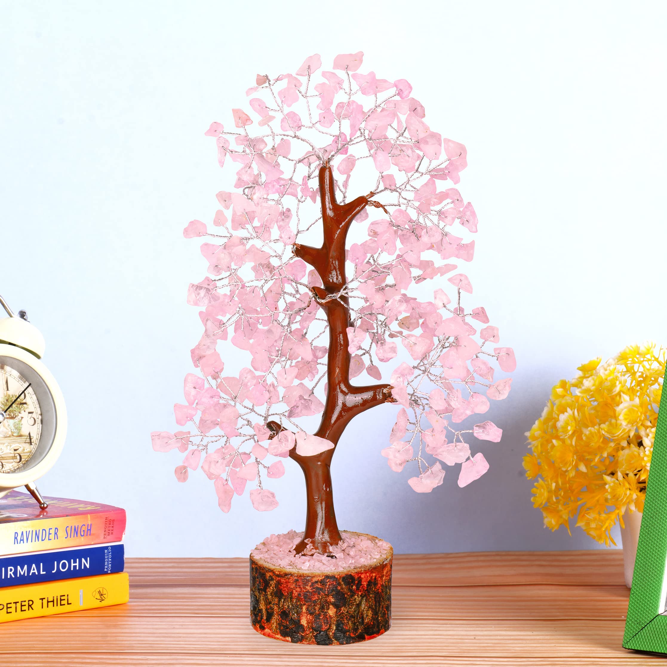 Rose Quartz Crystal Tree for Positive Energy & Healing – Spiritual Gift, Feng Shui Decor, Home & Office Bonsai – Meditation, Yoga Room, Bedside Table Decor