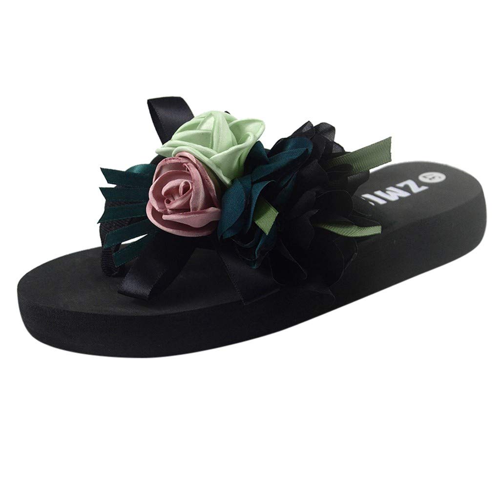 Bohemian Women's Flip Flops - Non-Slip Summer Beach Sandals with Clip Toe Design | Comfortable Casual Slippers for Women (Black, Size 6) | Perfect for Beach Vacations, Poolside Lounging & Summer Outfits