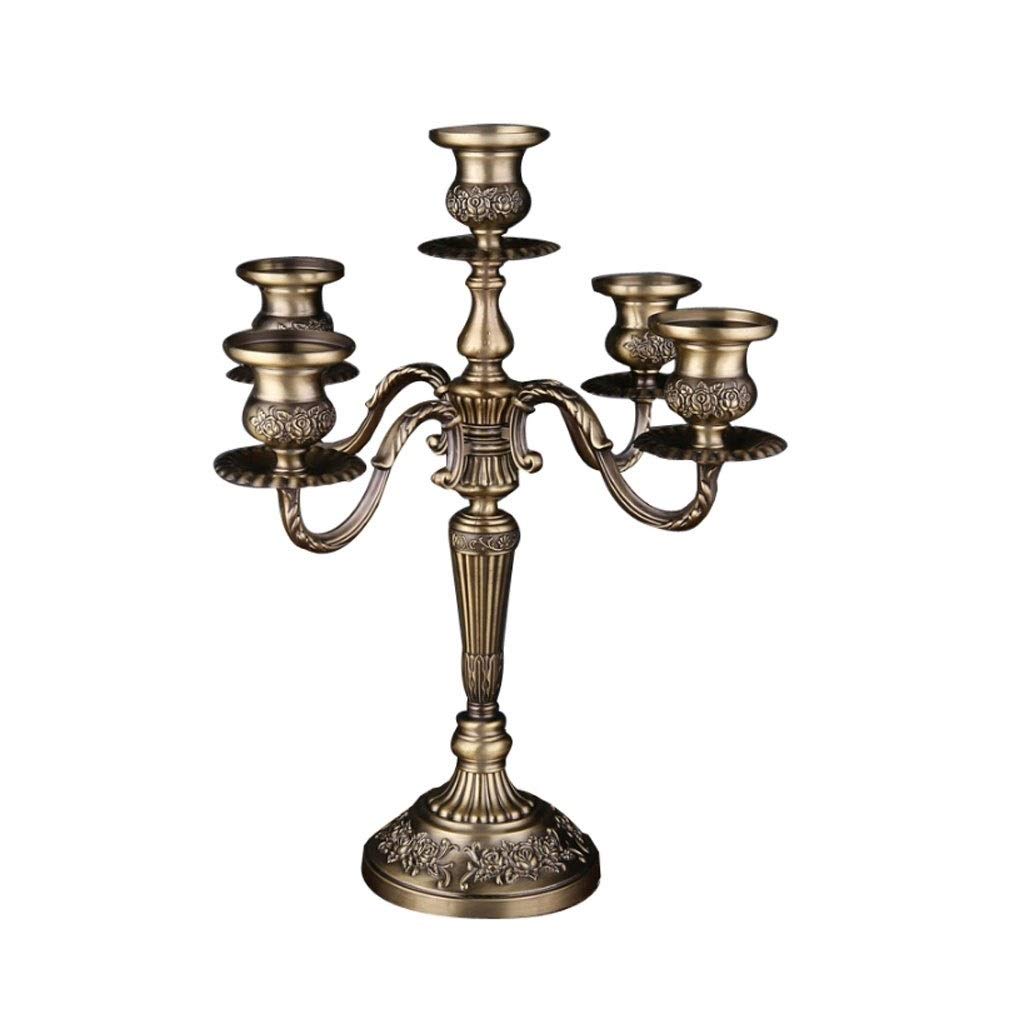 Elegant Vintage European Style 5-Arm Candlestick Holder - Retro Desktop Sculpture for Home Decor, Wedding, Party & Candlelight Dinner - Perfect for Office & Event Decoration