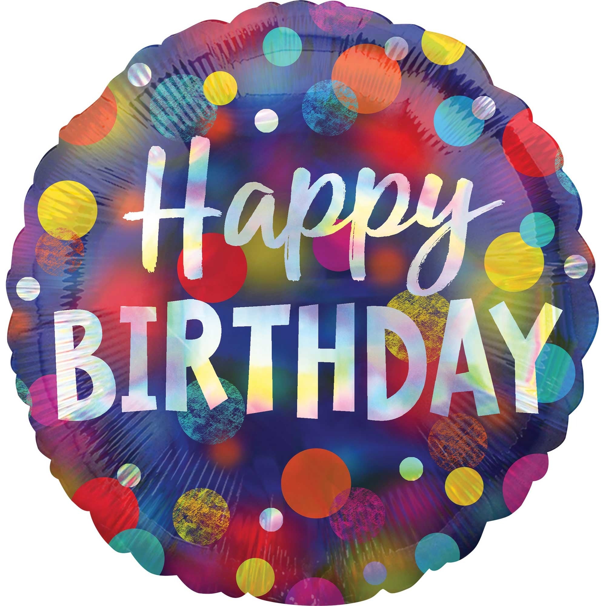 45cm Standard Holographic Iridescent Party Dots Happy Birthday Balloons - Perfect for Birthday Parties, Baby Showers, Wedding Decorations & Special Events