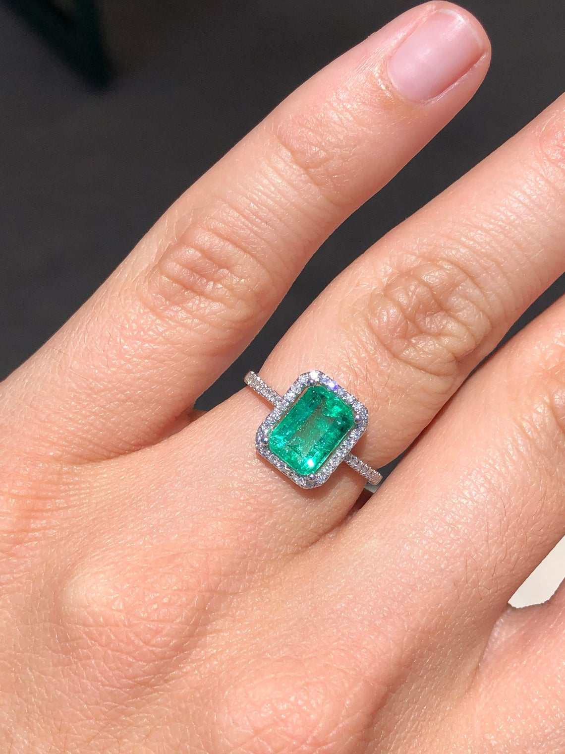 2.31tcw Zambia Emerald & Diamond Halo Engagement Ring 14K Gold - Elegant Wedding Band, Anniversary Gift, Promise Ring for Her