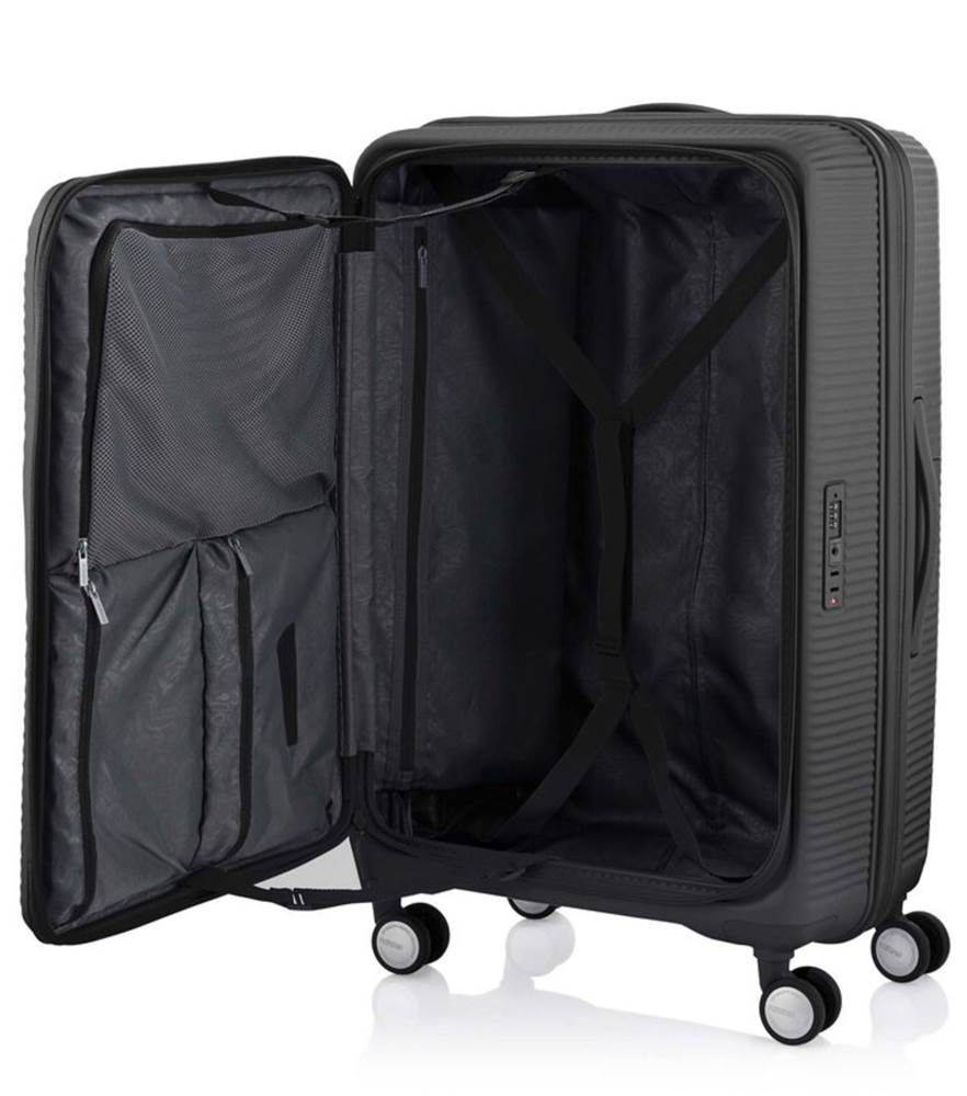 American Tourister 75cm Curio Book Opening Black Luggage - Perfect for Business Travel & Weekend Getaways