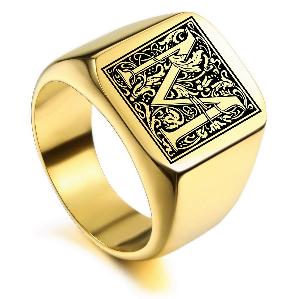 Custom Engraved Initial Monogram Signet Ring for Men & Women - Stainless Steel Personalized Jewelry with Ring Size Adjusters - Perfect for Gifts, Anniversaries & Everyday Wear