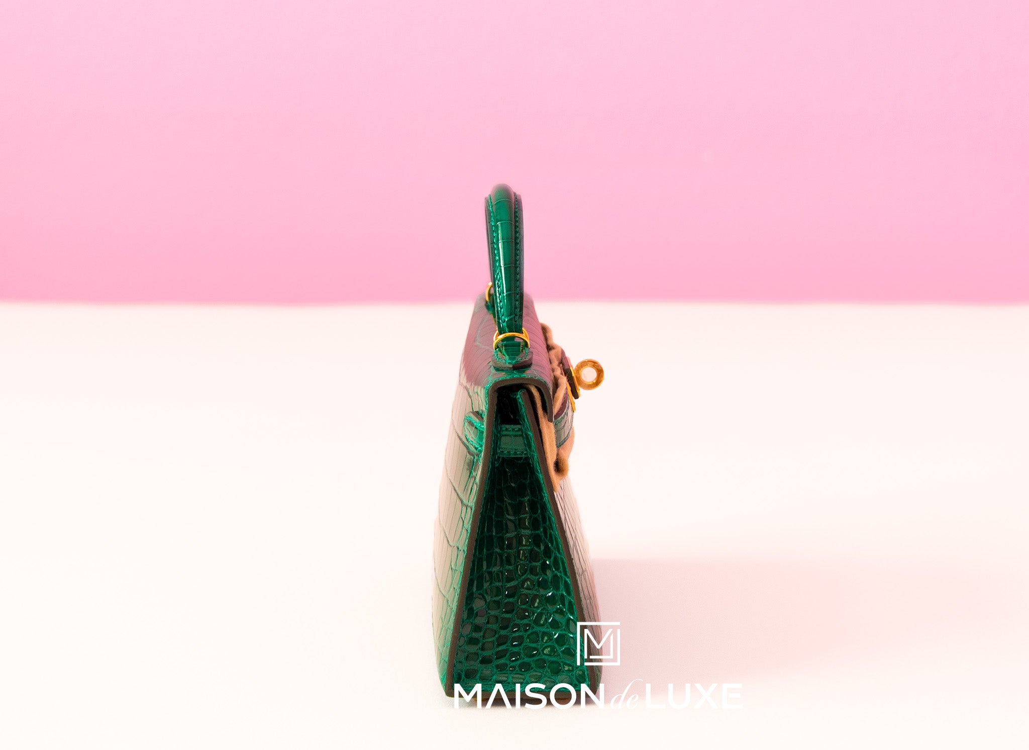 Hermes Mini Kelly II 20 Bag in Vert Emeraude Shiny Alligator Leather - Luxury Crossbody Purse for Women, Perfect for Parties & Evening Events