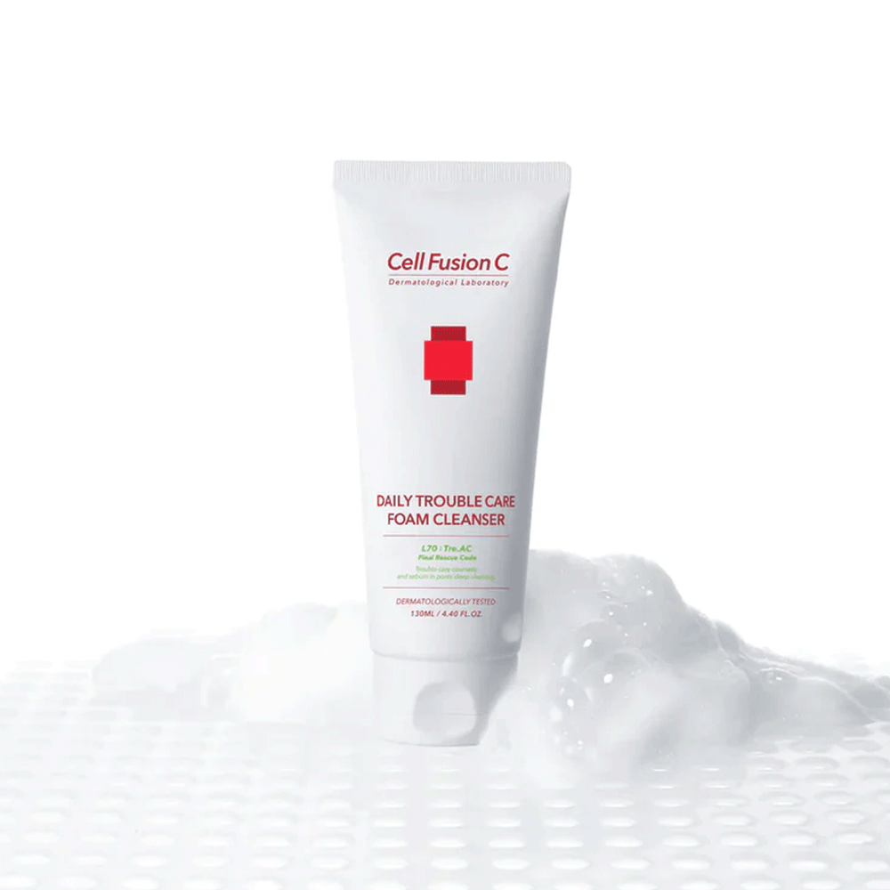 Cell Fusion C TRE.AC Daily Trouble Care Foam Cleanser 130ml - Acne Treatment Facial Cleanser for Oily & Sensitive Skin | Gentle Foaming Face Wash for Daily Skincare Routine