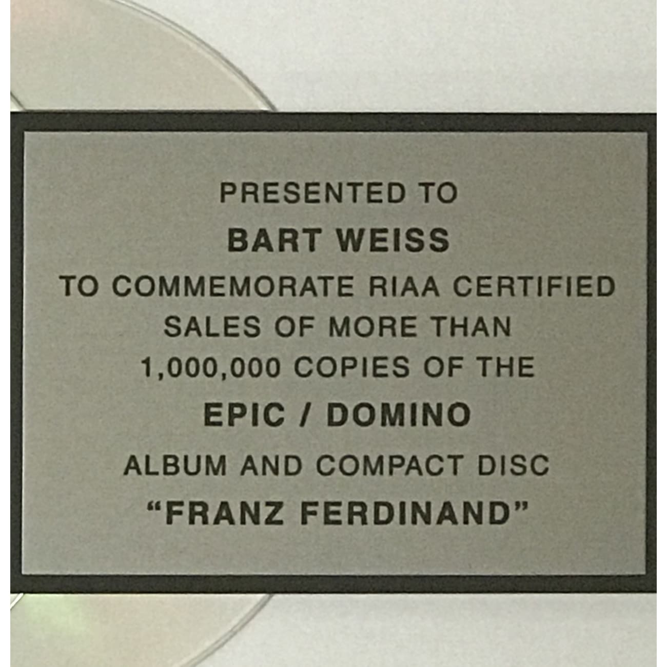 Franz Ferdinand Self-Titled Debut Album - RIAA Certified Platinum Record Award - Perfect for Music Collectors & Display in Home, Office, or Studio