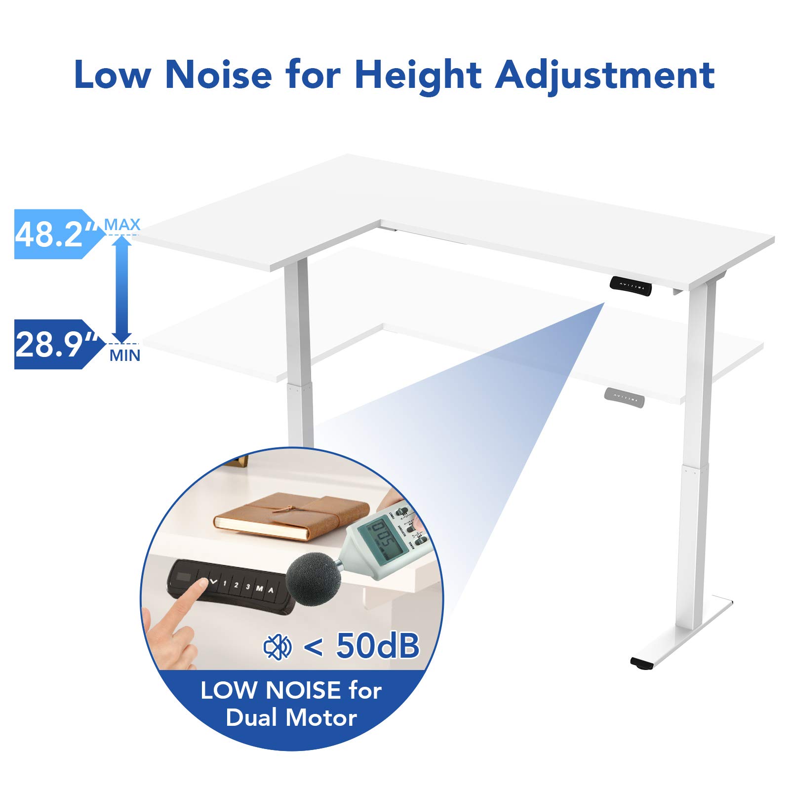 FlexiSpot Electric Standing Desk - Dual Motor L-Shaped Adjustable Height Computer Desk for Home Office, Sit Stand Workstation (White Frame) - Perfect for Small Spaces & Ergonomic Workspaces