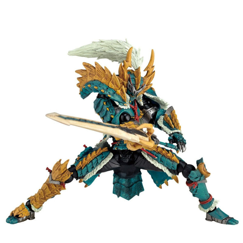 Amazing Yamaguchi Revoltech Figure - Monster Hunter Complex Hunter Male Blademaster with Zinogre Armor Set | Highly Articulated Action Figure for Collectors & Gamers | Perfect for Display, Photography & Role-Playing Scenes