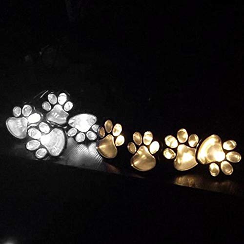 Solar Powered LED Garden Lights - Animal Paw Print Outdoor Path Lighting for Walkway, Landscape, Yard Decor (Cat & Puppy Design) | Weatherproof & Energy Efficient for Patio, Driveway, and Backyard Illumination