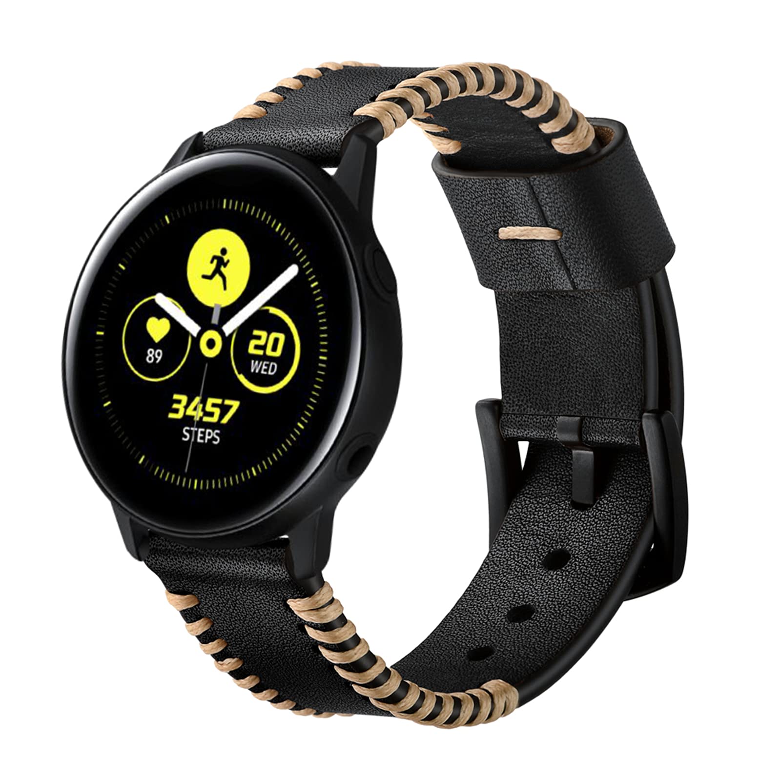 Genuine Leather Replacement Strap for Samsung Galaxy Watch Active 2/1 - Compatible with 40mm/44mm, Durable & Stylish Band for Women, Men, Girls & Boys - Perfect for Workouts, Office & Everyday Wear
