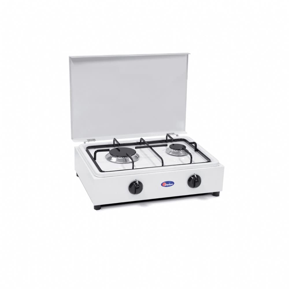 2-Burner Gas Stove with Removable Top & Safety Valves - Indoor LPG Gas Cooktop for Camping, RV & Home Use - Made in Italy (Model: 200/GPS)