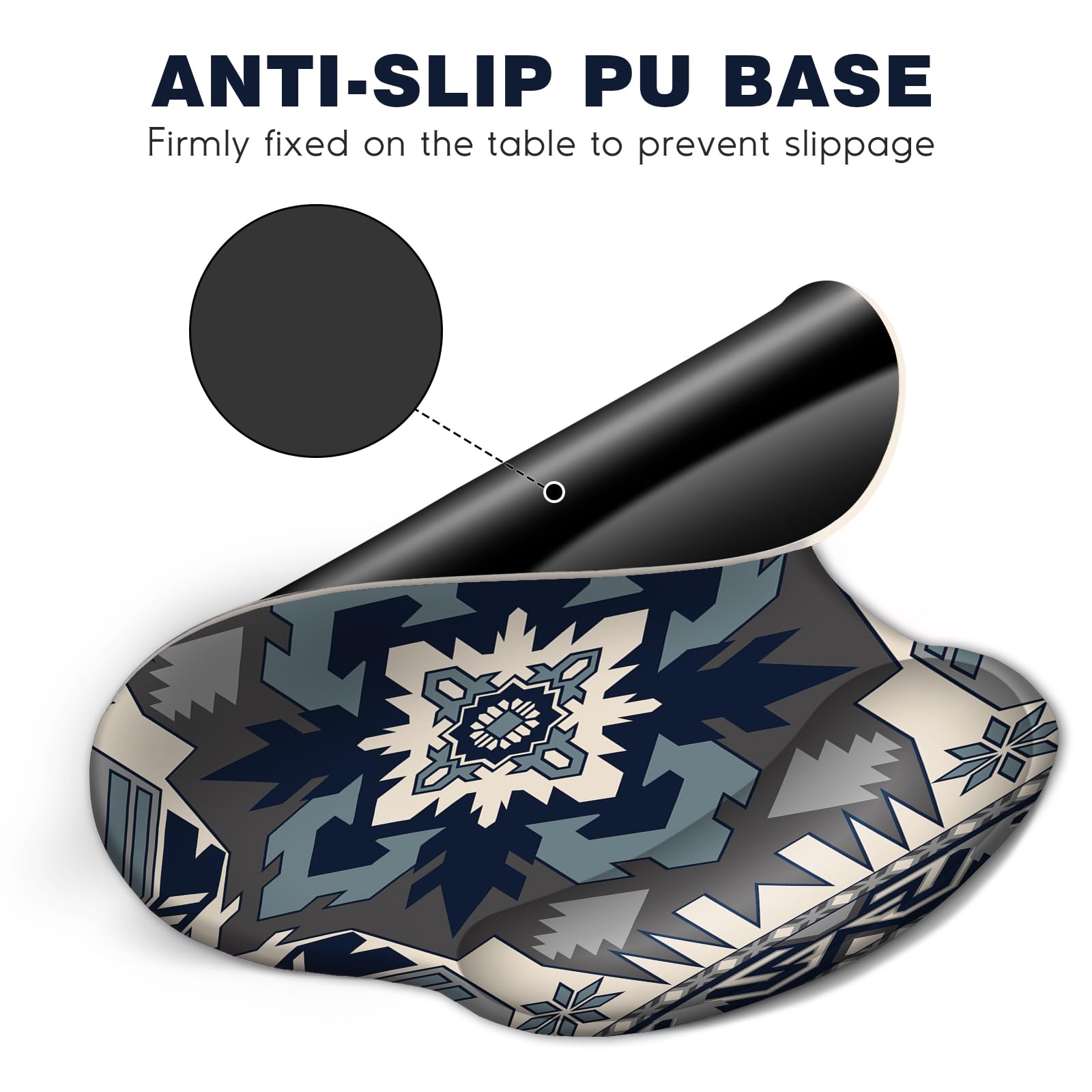 Ergonomic Mouse Pad with Wrist Rest - Cute Gel Support Memory Foam Mouse Mat, Non-Slip PU Base for Pain Relief - Perfect for Office, Home & Gaming Computers (Boho Style) | Comfortable Typing & Long Work Sessions