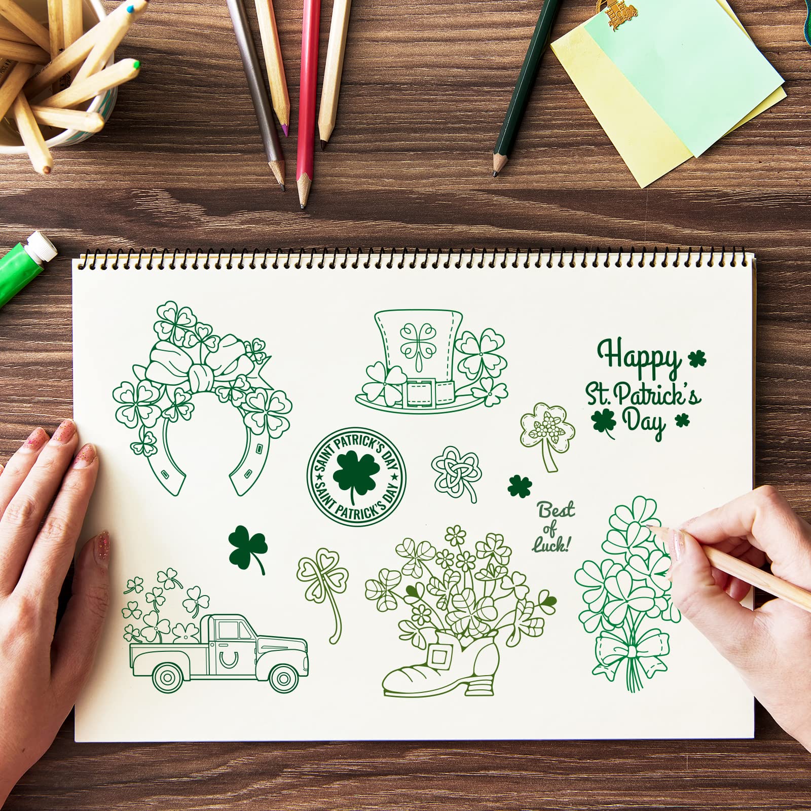 GLOBLELAND Lucky Clover Silicone Clear Stamps for DIY Scrapbooking - St. Patrick's Day, Birthday & Valentine's Day Card Making, Photo Album Decoration, Paper Crafts - Perfect for Handmade Greeting Cards and Craft Projects