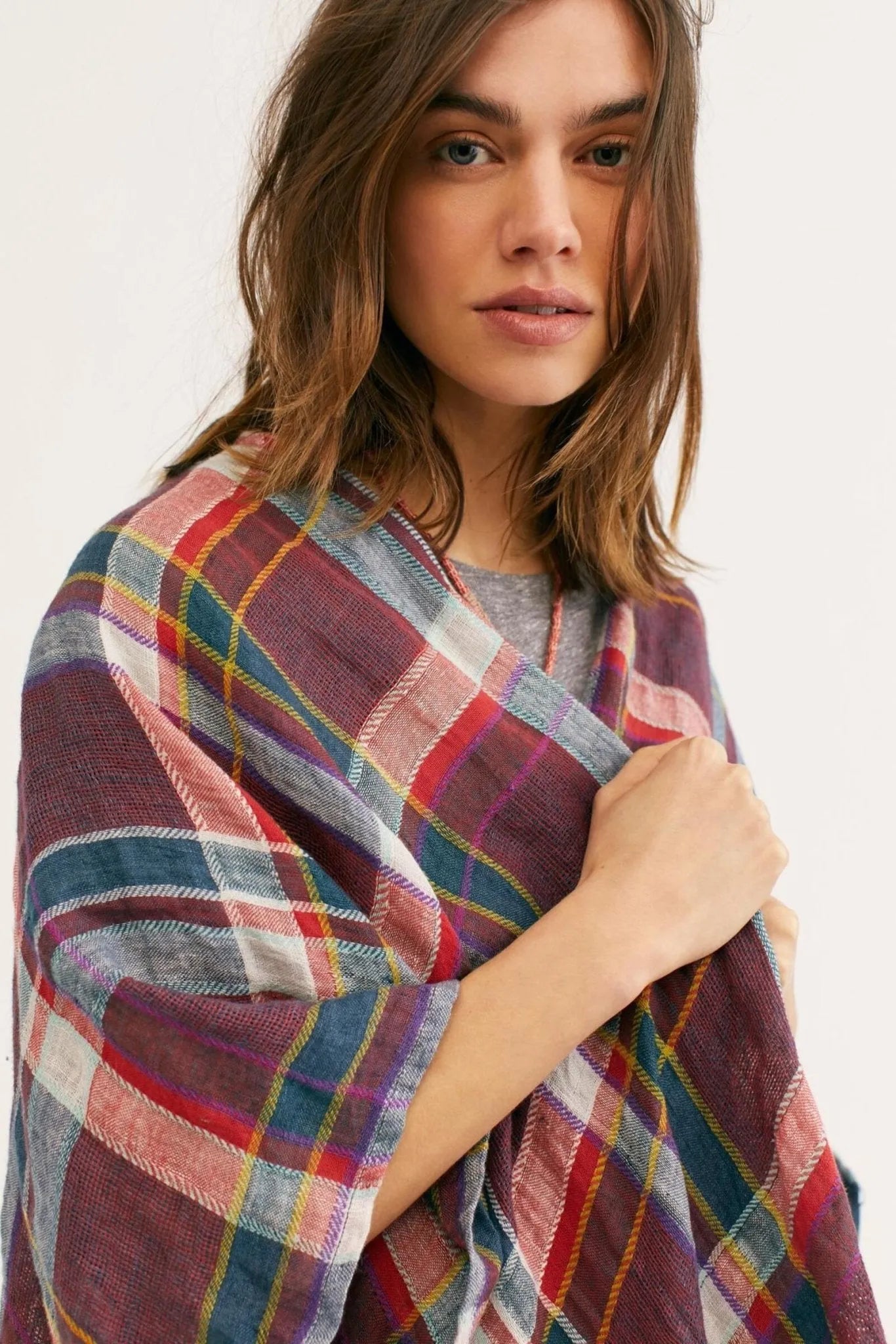 Stylish Linen Cotton Plaid Kimono Robe - Lightweight & Breathable for Women - Perfect for Lounge, Beach Cover-Up & Boho Outfits