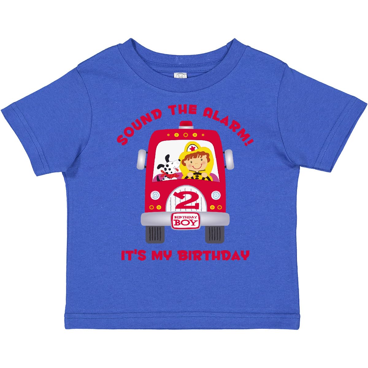 inktastic Fire Truck Toddler T-Shirt - 2nd Birthday Outfit for Boys, Casual Playwear & Party Apparel