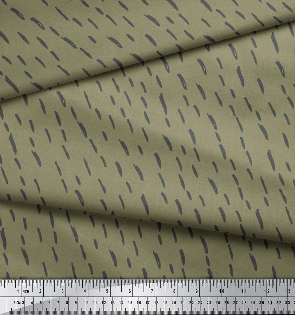 Soimoi Moss Green Georgette Fabric by The Yard - 42 Inch Wide - Brush Stroke Abstract Printed Textile for Dresses, Scarves & Home Decor - Artistic & Expressive Design for Apparel & DIY Projects