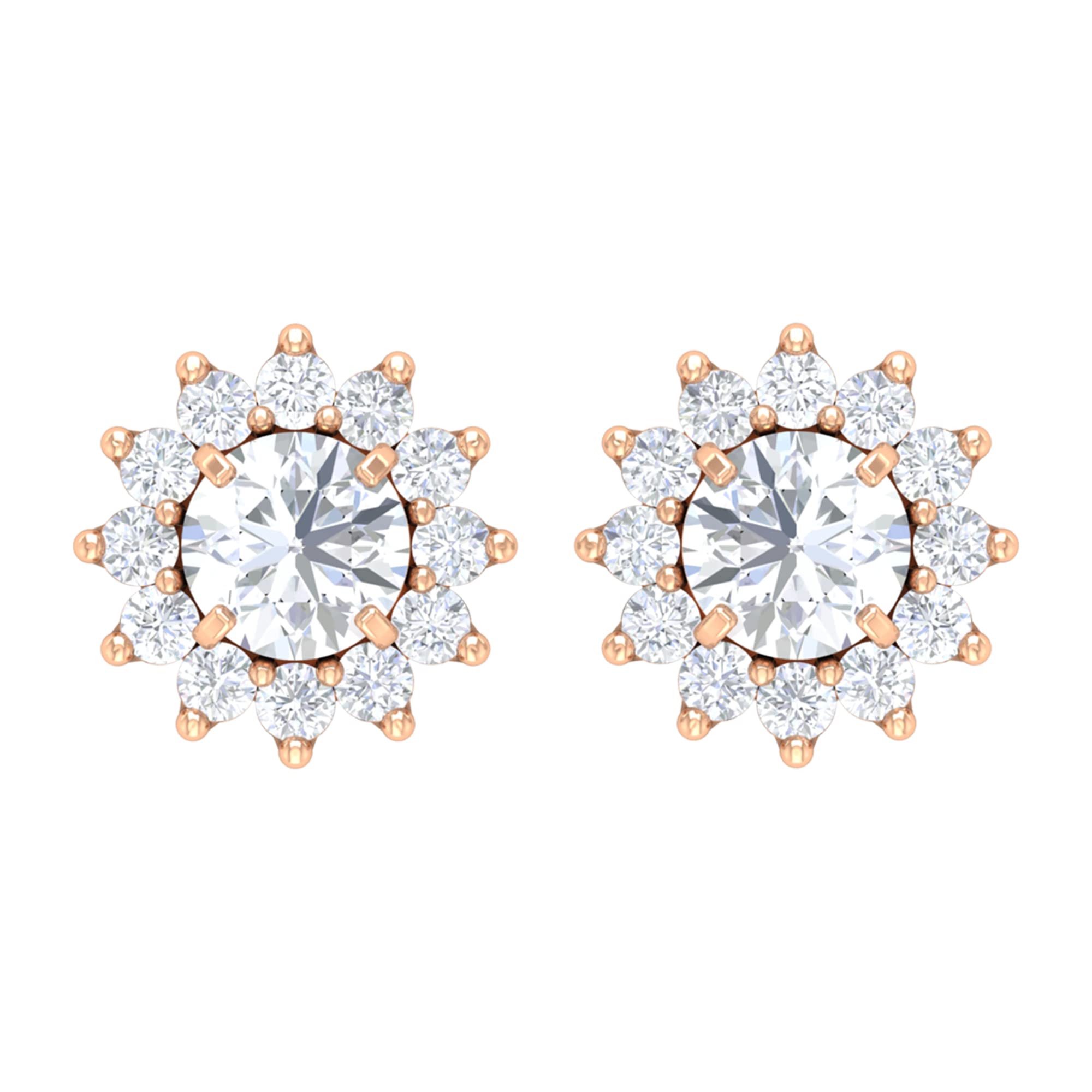 1.25 CT Moissanite Sunburst Stud Earrings for Women - Certified Halo Stud Earrings in 14K Solid Gold | Elegant Jewelry for Weddings, Anniversaries & Special Occasions