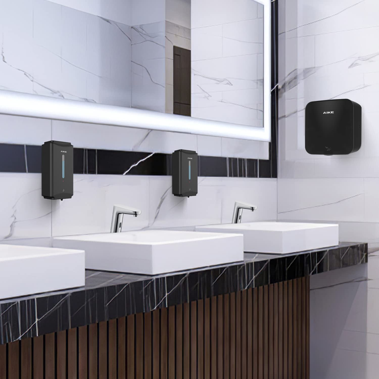 AK2800C Heavy Duty Jet Cube High Speed Hand Dryer - 1400W, 110V, Matt Black Finish - Ideal for Commercial Bathrooms, Restaurants, and High-Traffic Public Restrooms