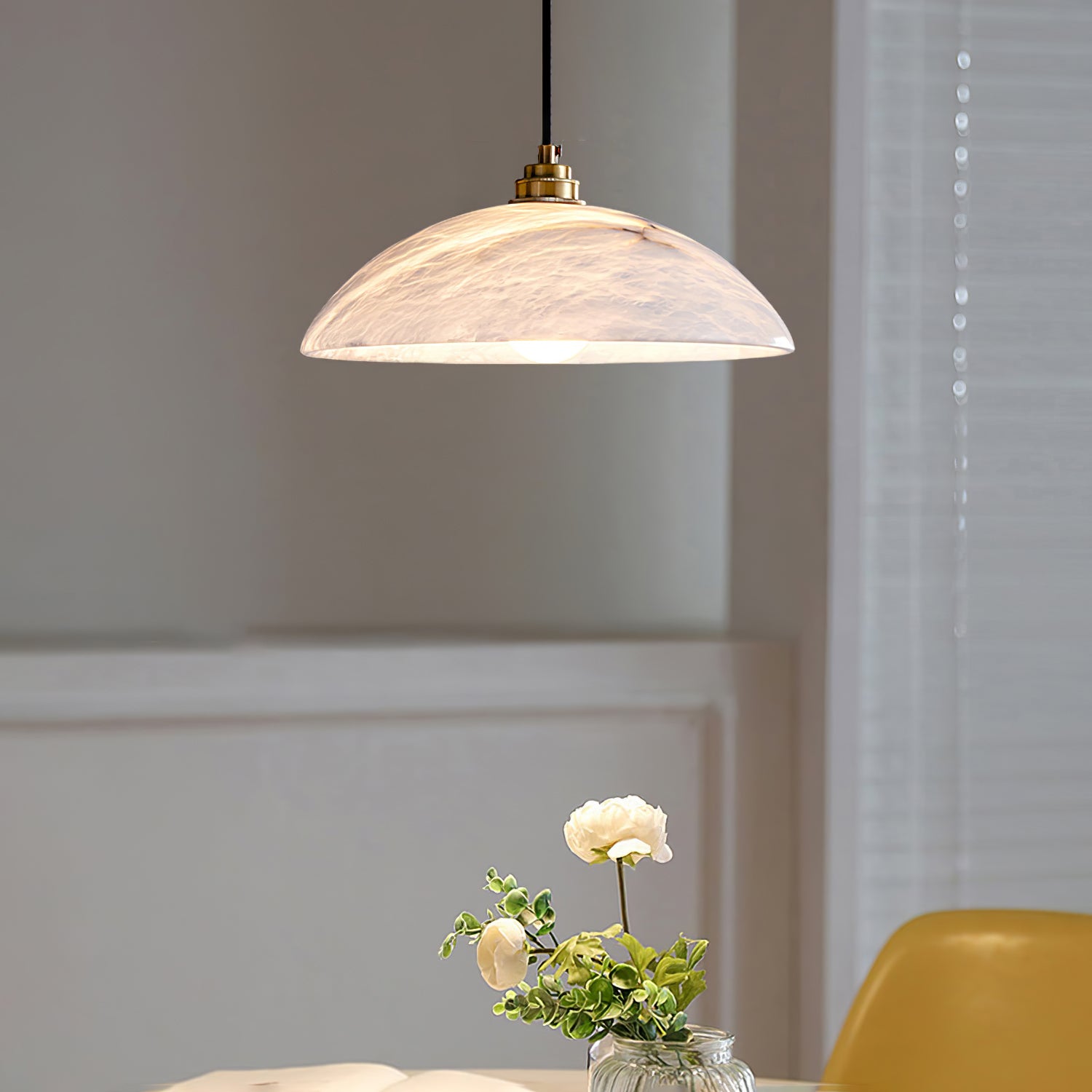 Modern Alabaster Dome Swag Pendant Lamp - Elegant Hanging Light Fixture for Dining Room, Kitchen Island & Bedroom Decor