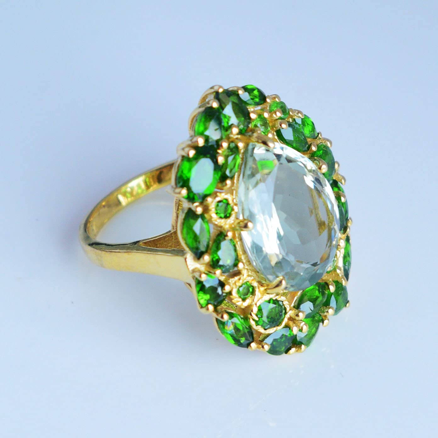 Green Amethyst & Chrome Diopside Sterling Silver Ring - Handmade 925 Silver Jewelry for Women, Birthday Gift for Her - Perfect for Weddings, Anniversaries & Special Occasions