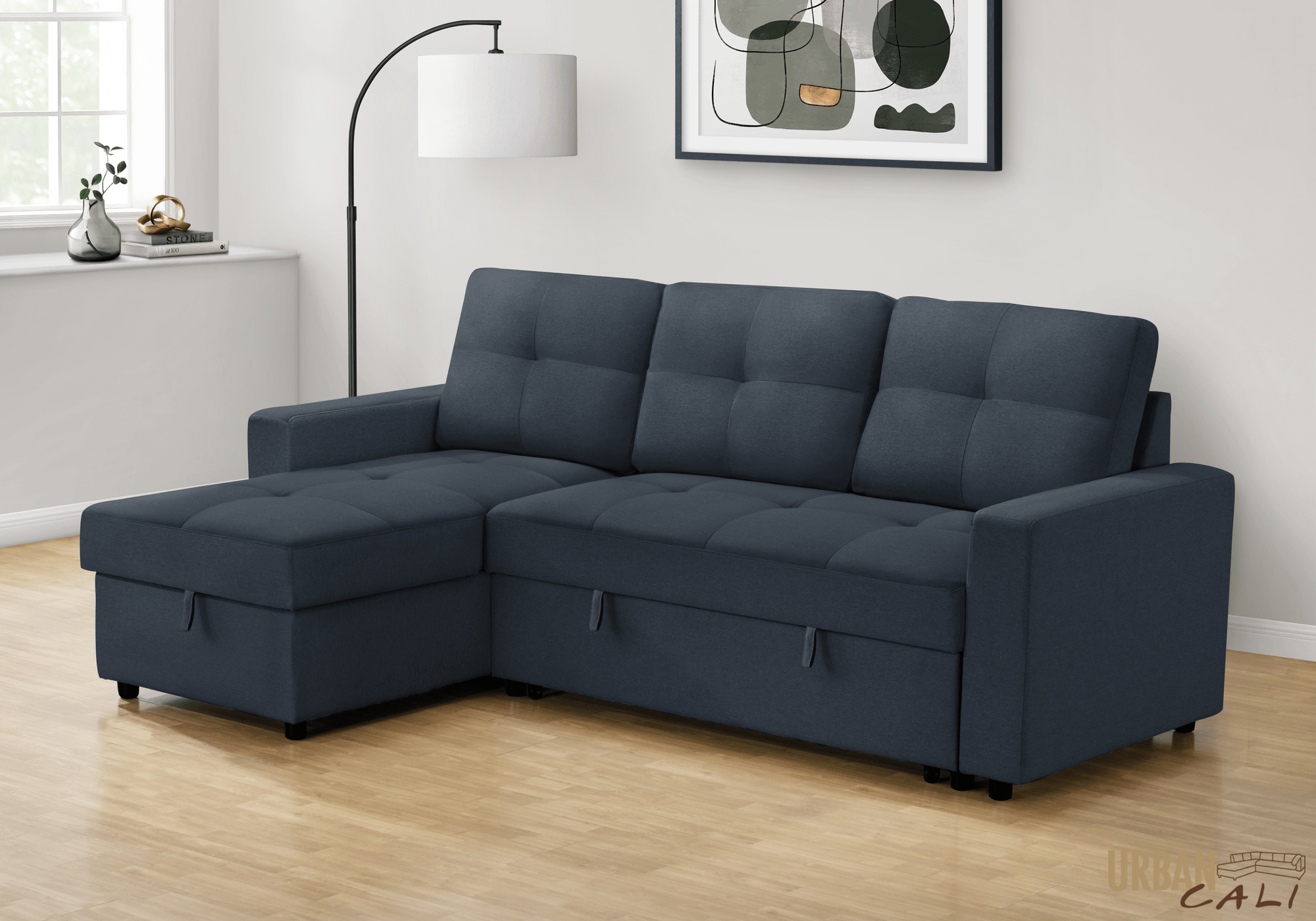 Venice Sleeper Sectional Sofa Bed with Reversible Storage Chaise - 5 Color Options | Convertible Couch for Small Spaces, Guest Room & Apartment Living