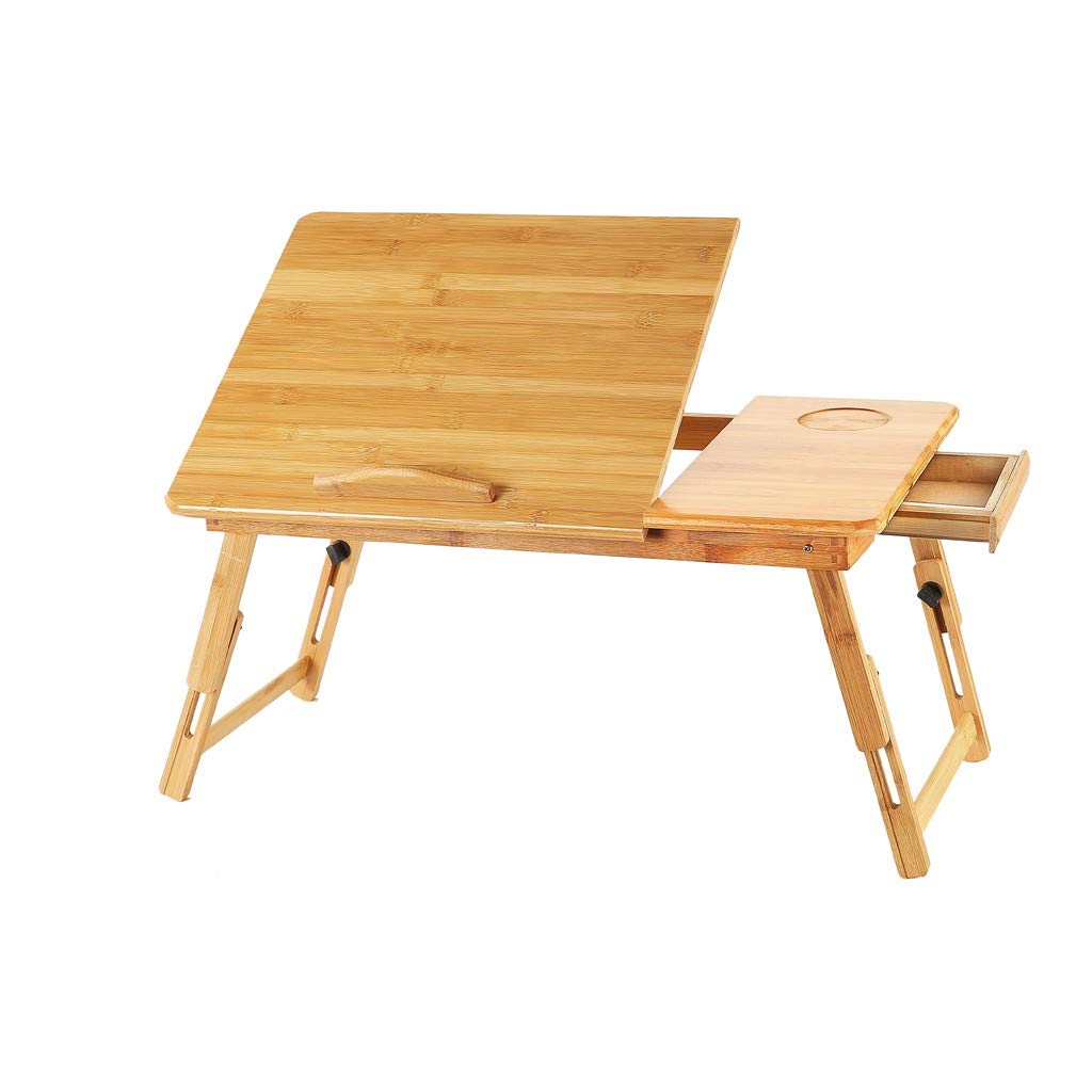 Foldable Portable Laptop Desk with Adjustable Height & Built-in Tray - Space-Saving Bed Desk for Home Office, Dorm Room & Small Spaces - Ergonomic Study Table for Working, Reading & Eating in Bed (Yellow, One Size)