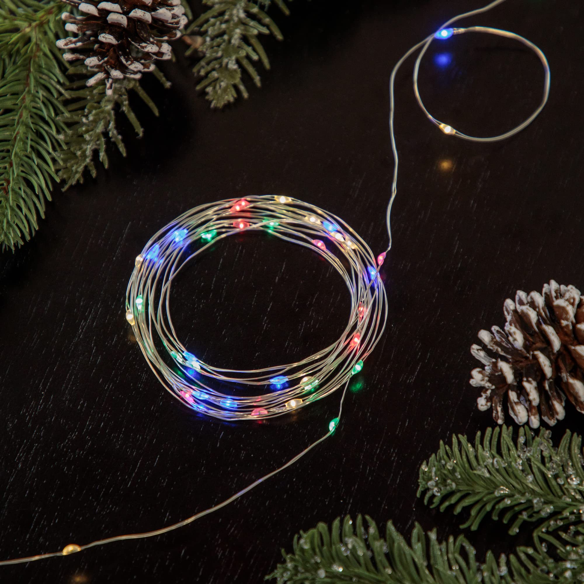 Northlight 100-Count Multi-Color LED Micro Fairy Lights - 16ft Copper Wire String Lights for Bedroom, Christmas Tree, Wedding & Party Decorations