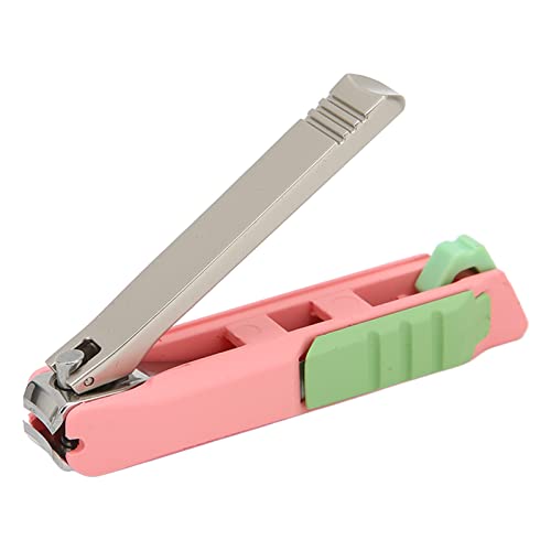 Premium Nail Clippers Set - Anti-Splash, Ingrown Toenail & Fingernail Clipper with Nail File - No Cracking Physical Polishing - 2-Piece Pink & Green Set for Home, Travel & Salon Use