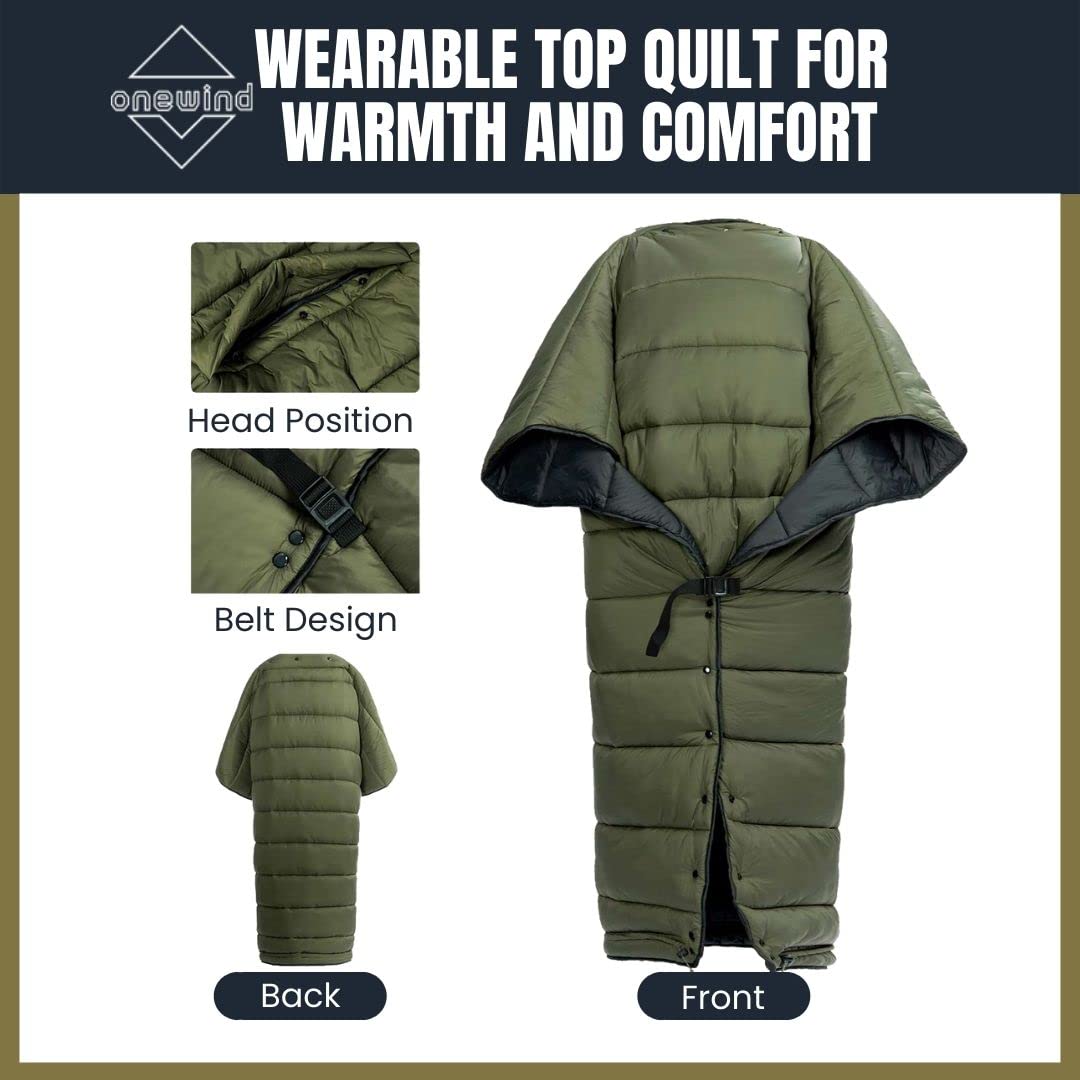 OneWind Ultralight 35°F Top Quilt for Hammock Camping - Premium Sleeping Bag Alternative for Backpacking & Outdoor Adventures - Perfect for Backcountry Hiking, Wilderness Trips & Cold Weather Camping