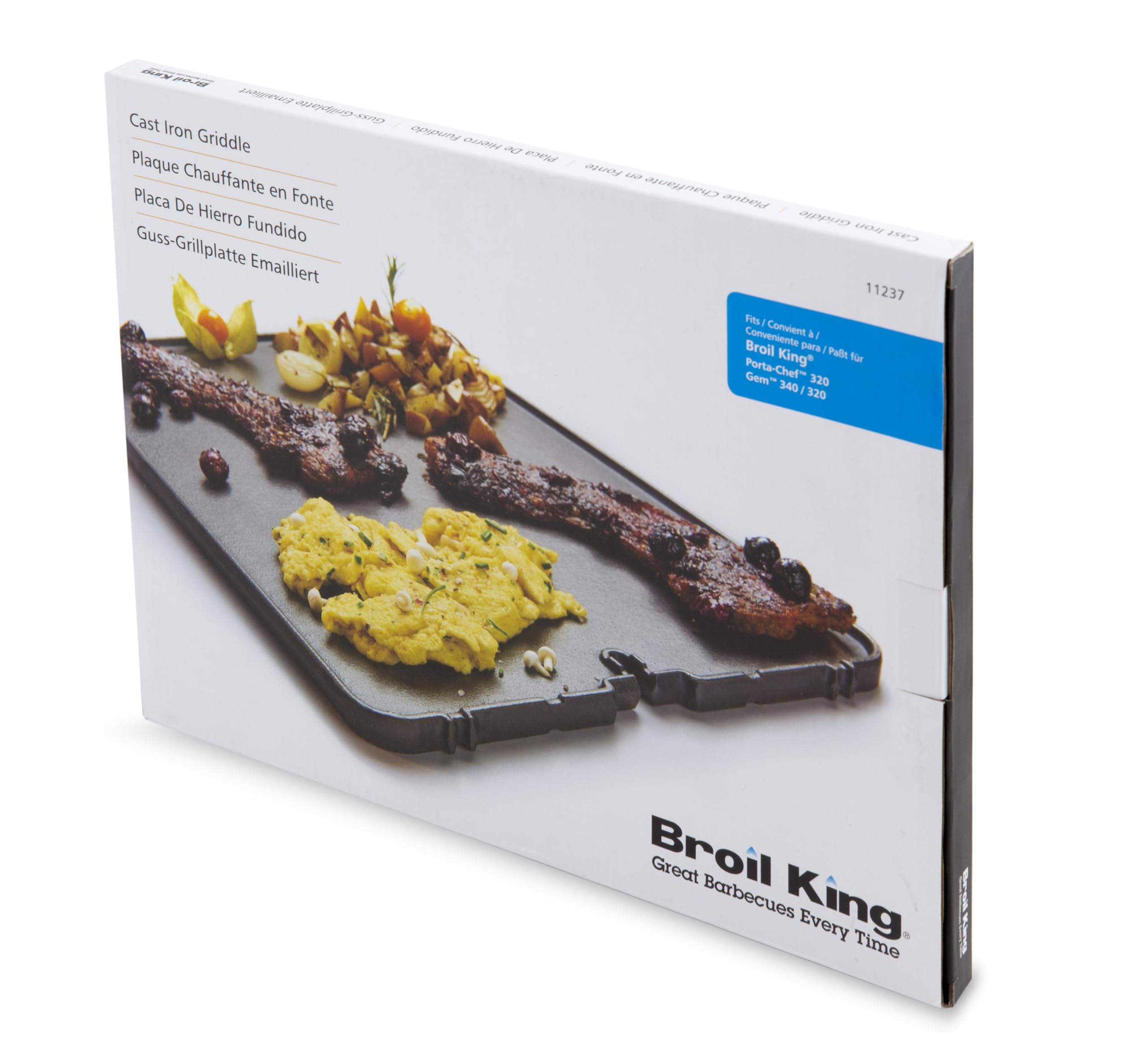 Broil King 11237 Exact Fit Cast Iron Griddle for Porta Chef 320 & Gem Series - Premium Black Griddle for Outdoor Grilling, BBQ, and Camping Cooking