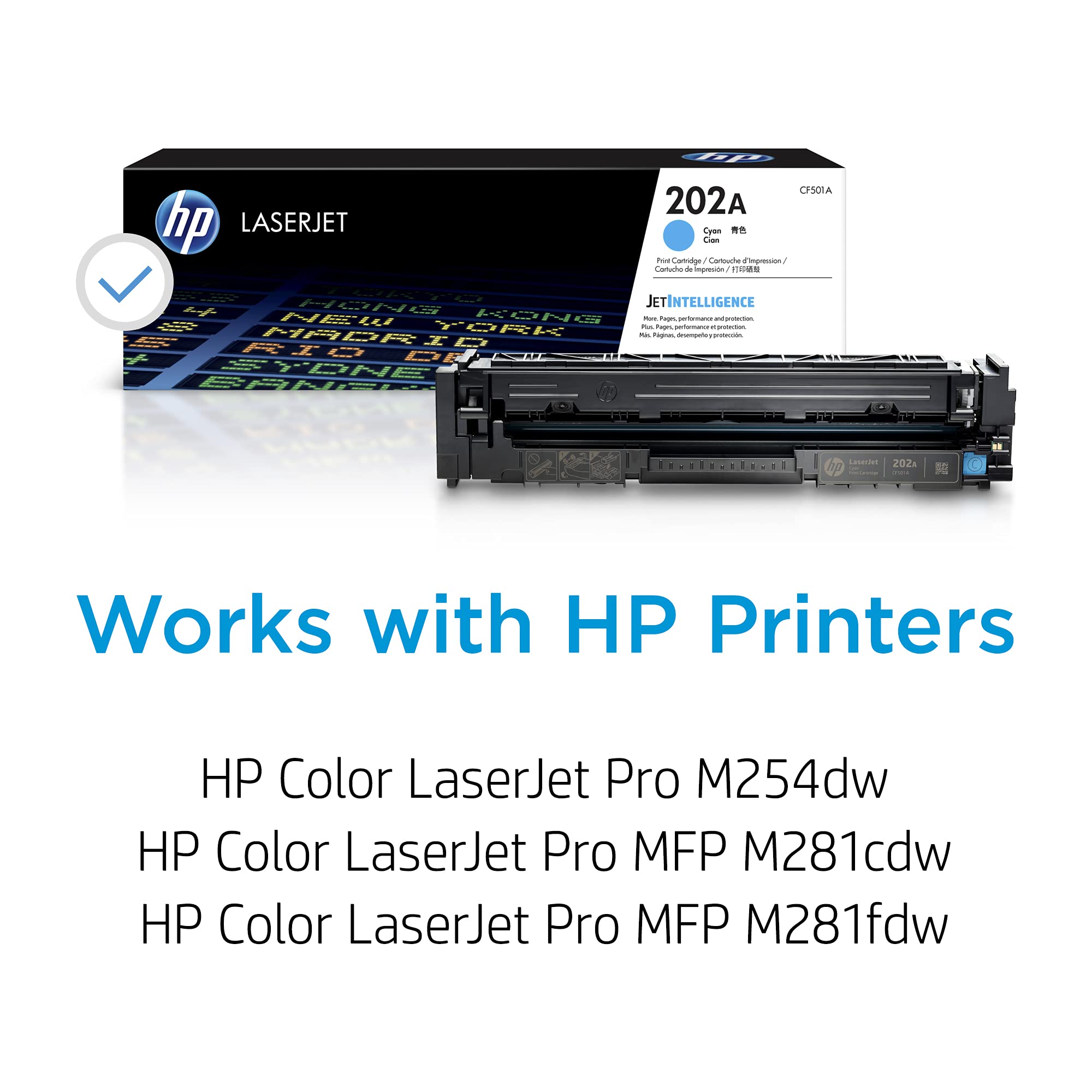 HP 202A Cyan Toner Cartridge - Compatible with HP Color LaserJet Pro M254 & MFP M281 Series (CF501A) | High-Quality Replacement for Office Printing, Home Use & Small Business Documents