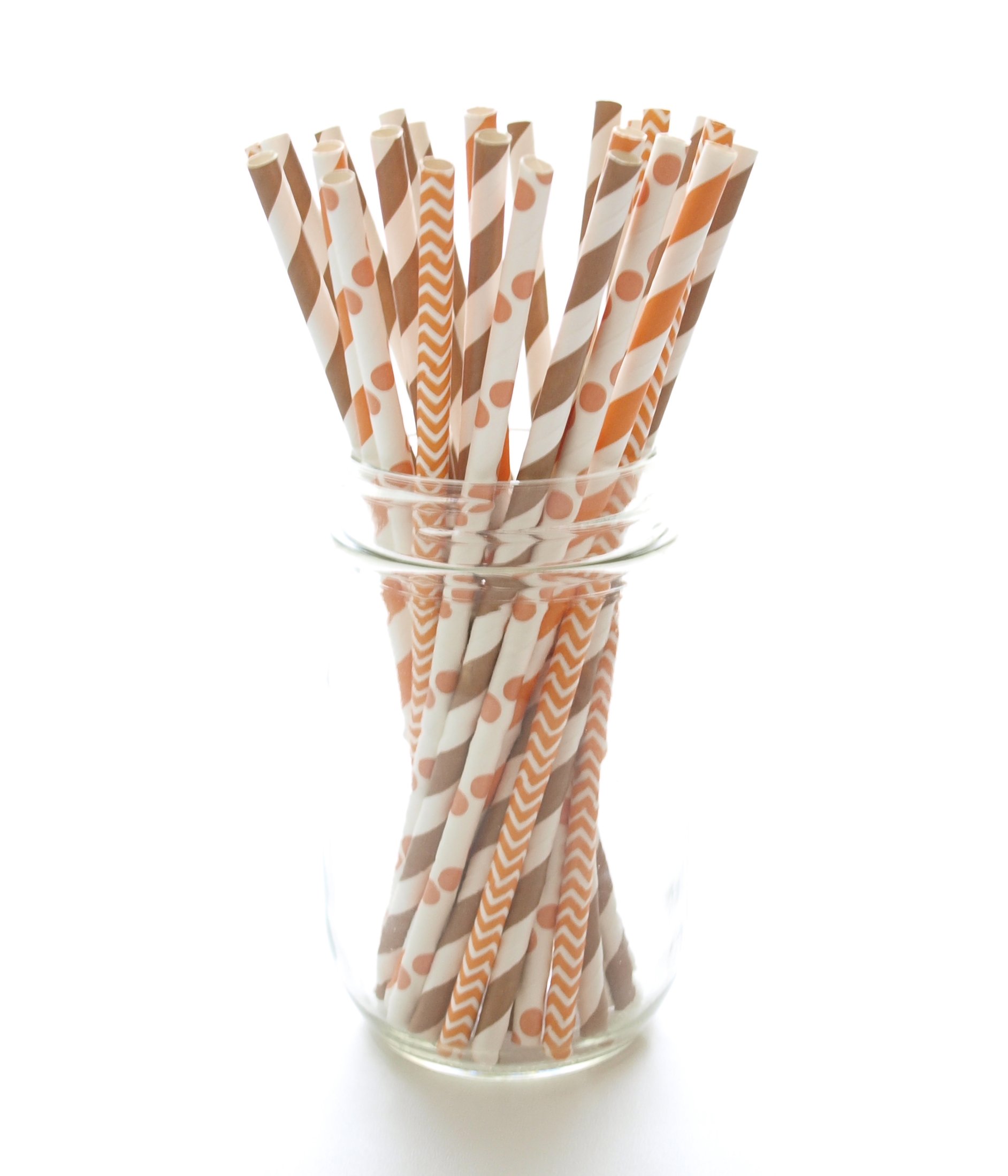 Eco-Friendly Thanksgiving Paper Straws - 25 Pack Disposable Drinking Straws in Orange & Brown for Fall Harvest Party, Dinner & Holiday Decor | Cute & Festive Straws for Thanksgiving, Halloween & Autumn Celebrations