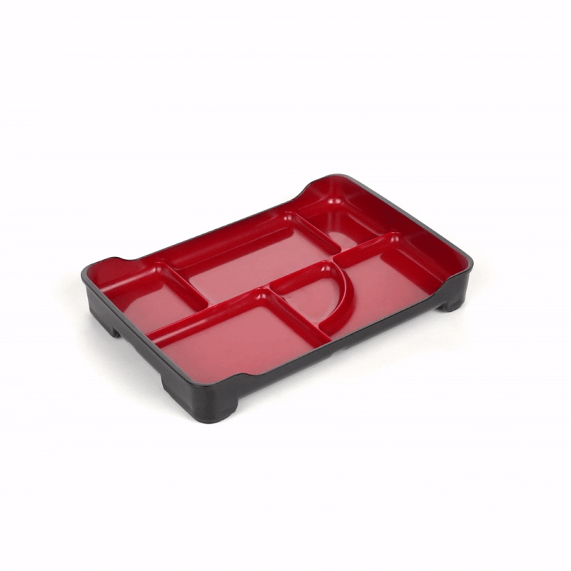 Black and Red Japanese Style Bento Box - 5 Compartment Bento Plate (14