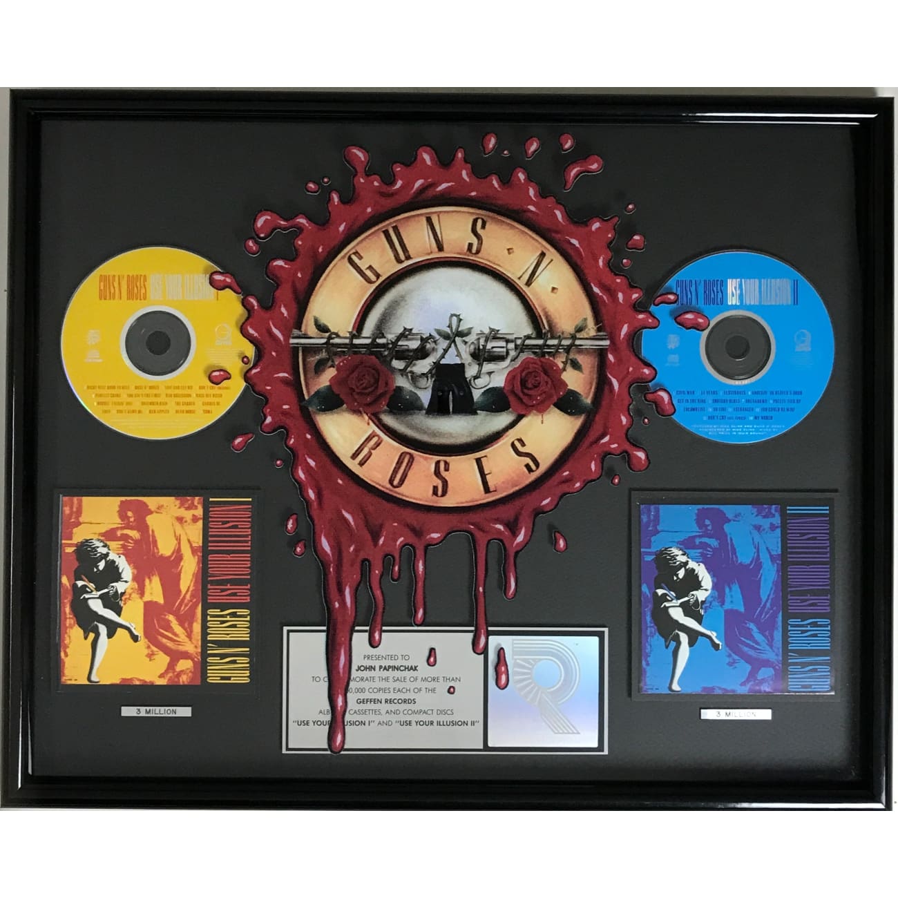 Guns N' Roses Use Your Illusion I & II 3x Multi Platinum Award - Official RIAA Certified - Perfect for Music Collectors & Rock Fans Display