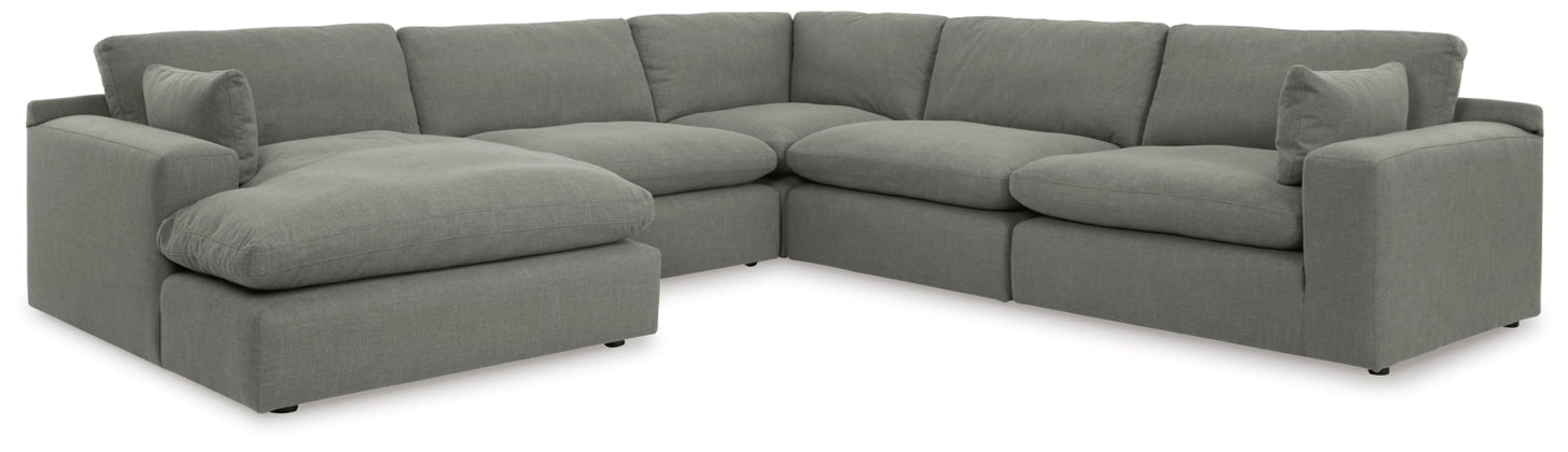 Elyza 5-Piece Sectional Sofa with Left-Hand Facing Chaise in Smoke Gray - Modern Living Room Furniture for Small Spaces & Apartments