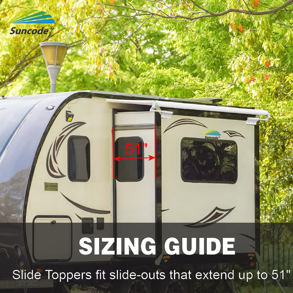 Suncode RV Slide Topper Awning - White RV Slide Out Awning Cover with Modular Design for Travel Trailers, 5th Wheels & Motorhomes (6'1