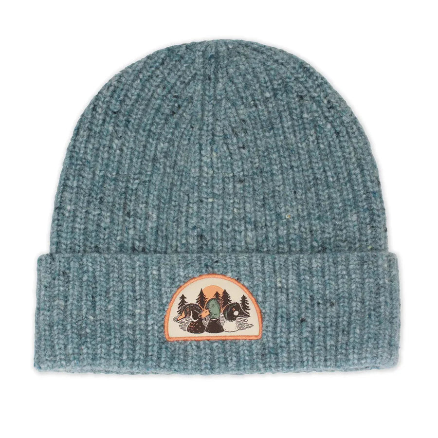 Premium Duck Trio Wool Blend Beanie - Soft Winter Hat for Men & Women - Warm Knit Cap for Outdoor Activities (Hiking, Skiing, Snowboarding) - Lake Color