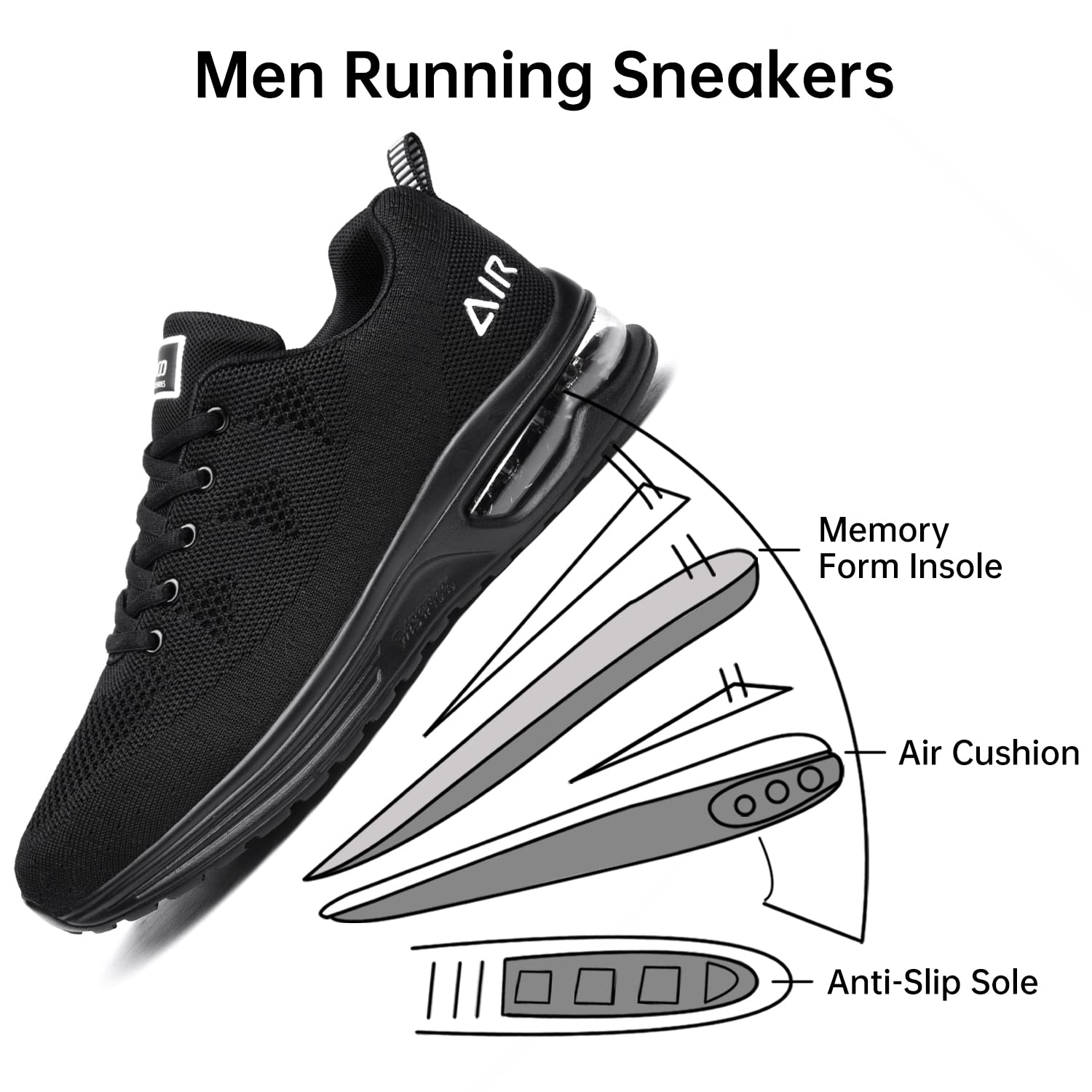 MEHOTO Men's Air Running Sneakers - Lightweight Athletic Shoes for Jogging, Gym, Fitness & Walking | Perfect for Workouts, Training & Daily Wear