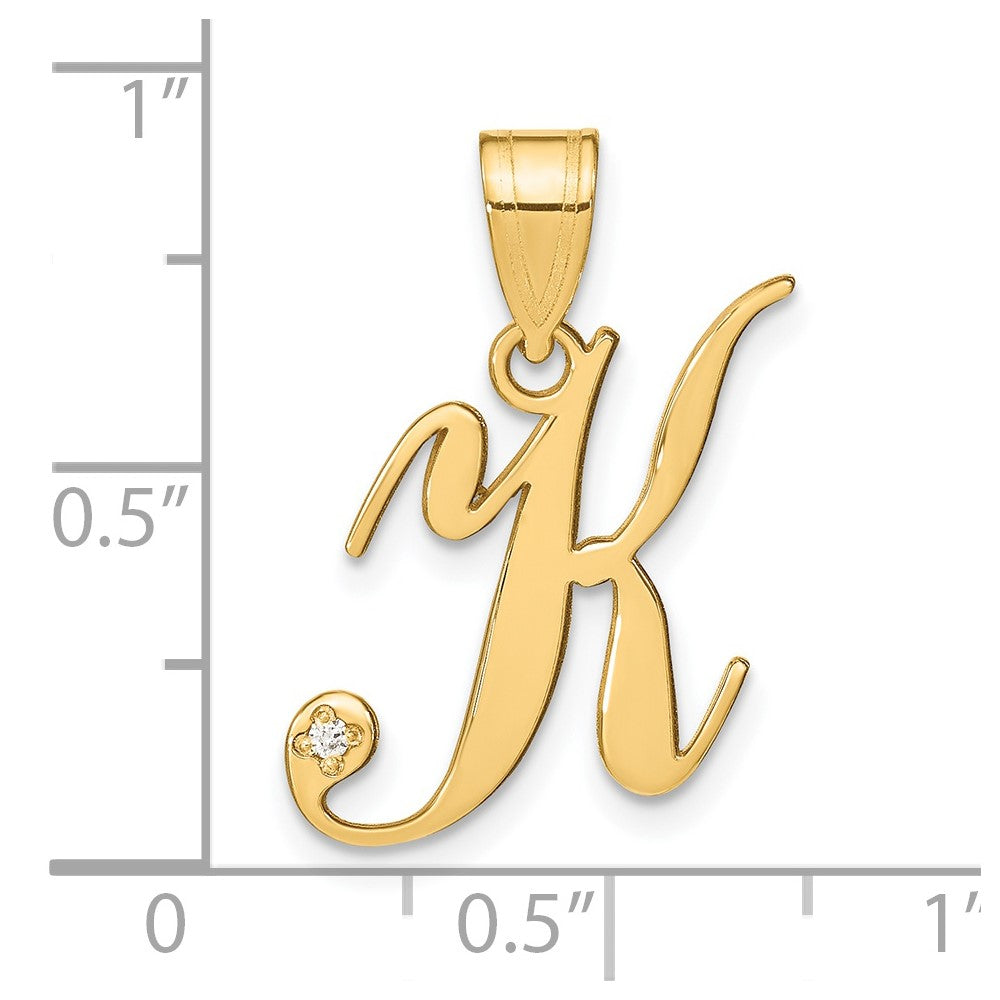 14K Gold Script Letter K Initial Pendant Necklace with Diamond Accents - Elegant Personalized Jewelry Gift for Women, Perfect for Birthdays, Anniversaries & Special Occasions