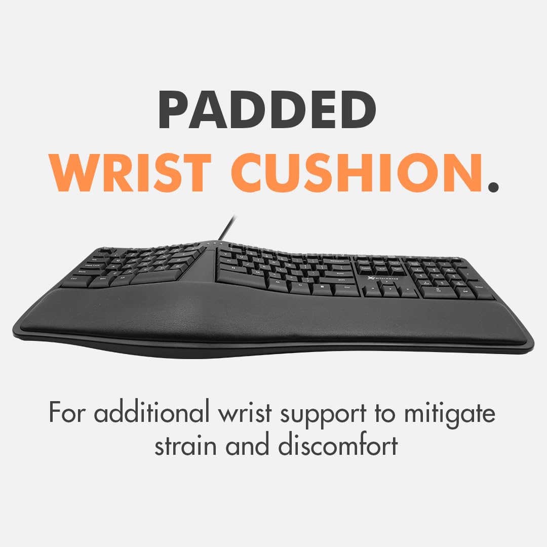 X9 Ergonomic Split Keyboard with Wrist Rest - USB Wired for PC & Laptop - Perfect for Office & Gaming