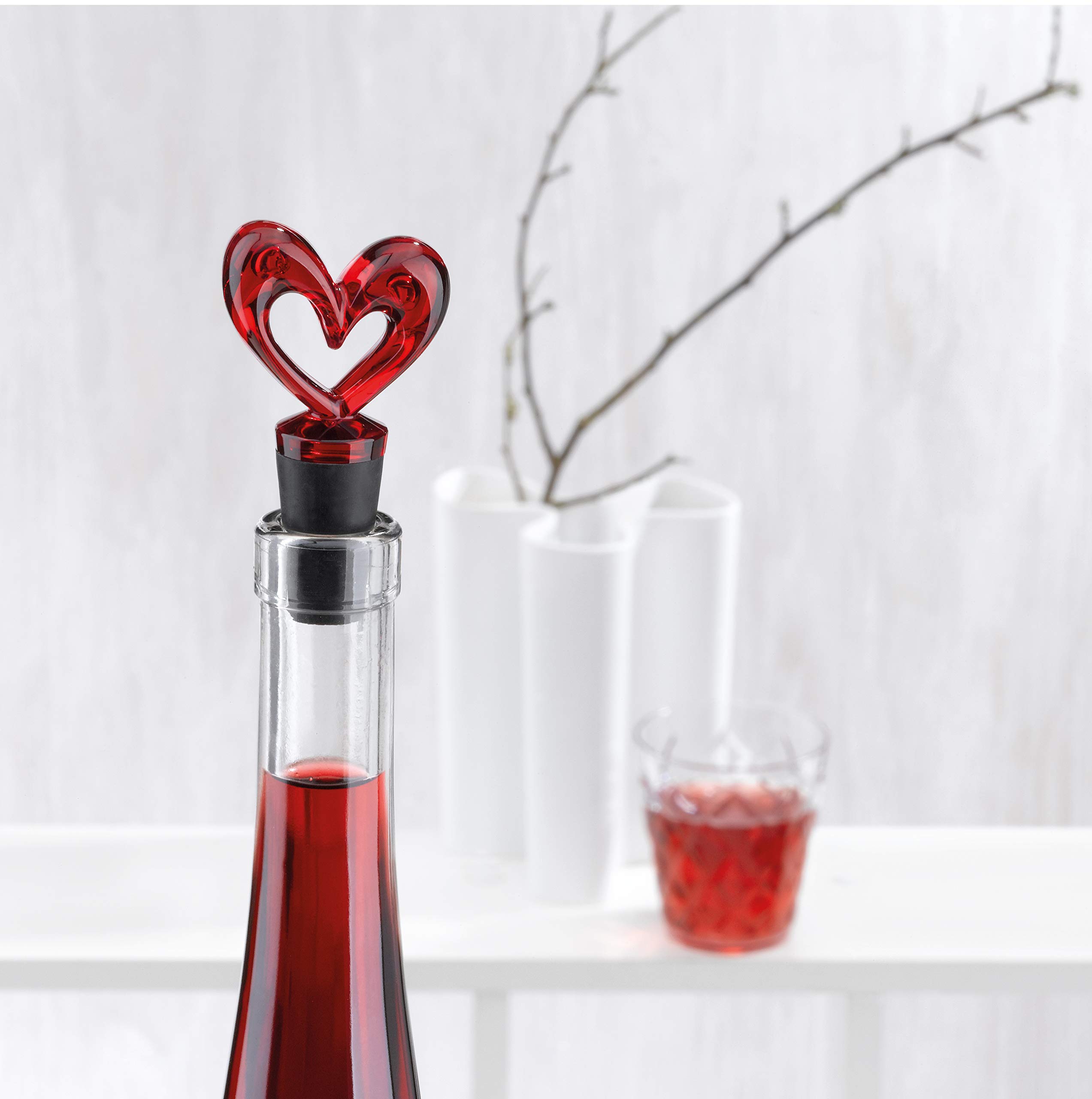 Koziol 3740536 SUSI Bottle Stopper - Airtight Wine Bottle Sealer with Elegant Transparent Red Design | Perfect for Preserving Wine, Champagne & Olive Oil at Home or Parties