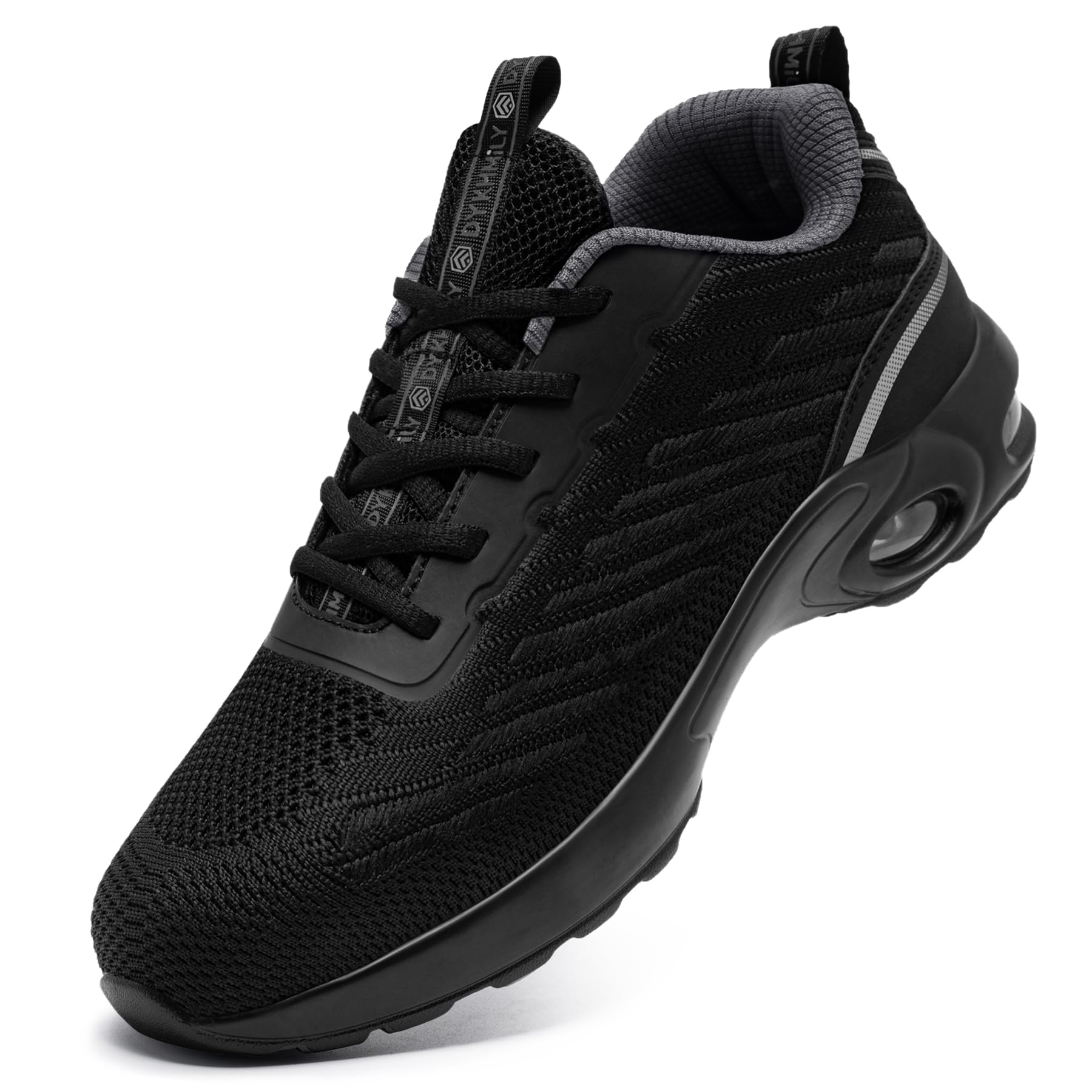 **DYKHMILY Men's Steel Toe Work Shoes - Lightweight Safety Shoes with Air Cushion for Construction & Industrial Work - Comfortable for Long Shifts**