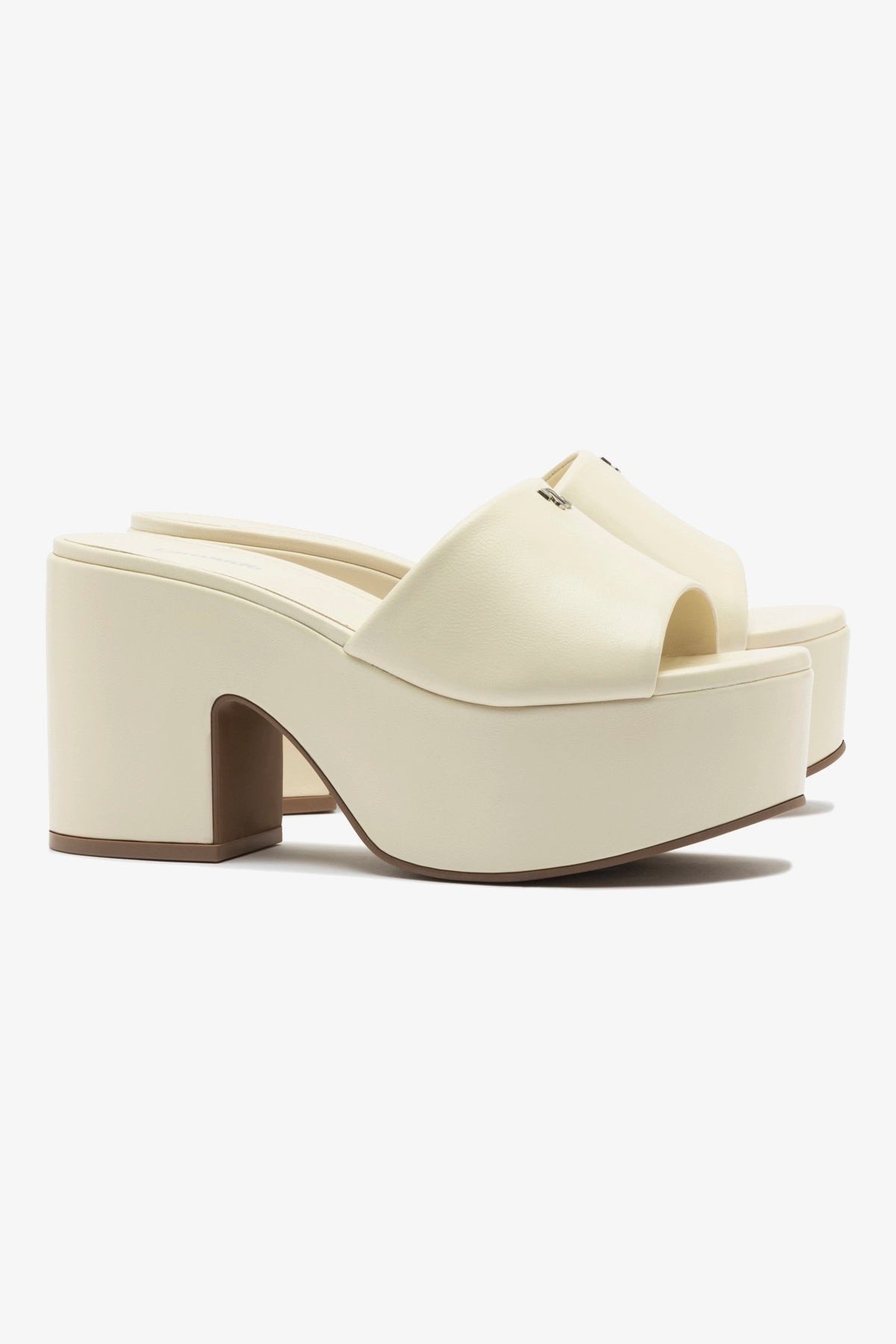 Ivory Leather Miso Platform Mule Shoes - Comfortable Women's Slip-On Loafers for Casual Wear & Office Outfits