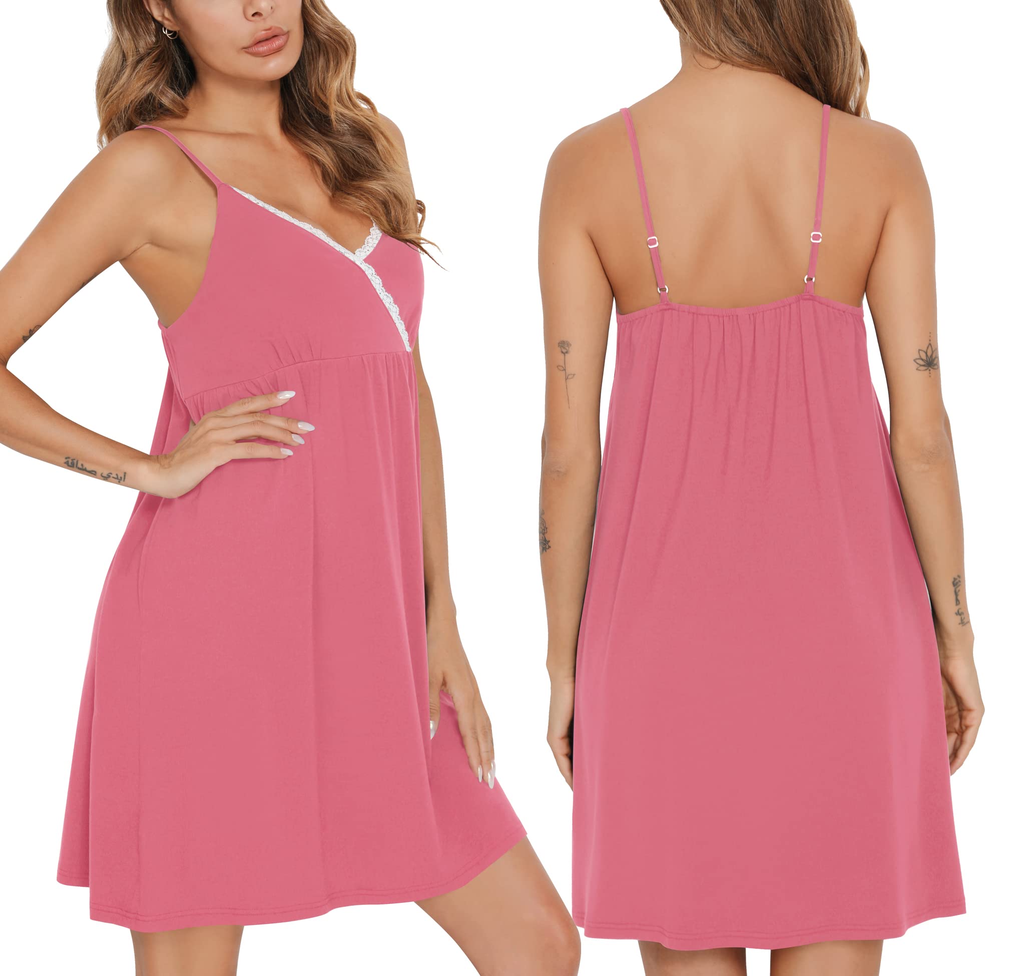 SWOMOG Women's Maternity Robe & Nursing Nightgown - 3-in-1 Breastfeeding Dress with Lace Trim, Labor Delivery Gown & Bathrobe - Perfect for Hospital, Postpartum Recovery & Nursing at Home
