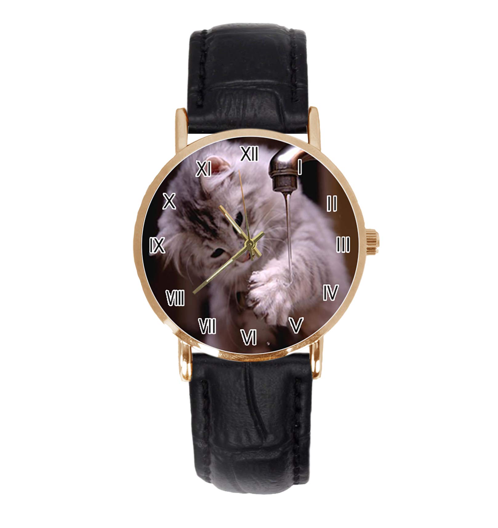 **Men's & Women's Stainless Steel Analog Quartz Watch - Leather Strap, Minimalist Design, Unisex Wristwatch for Casual, Business & Everyday Wear**