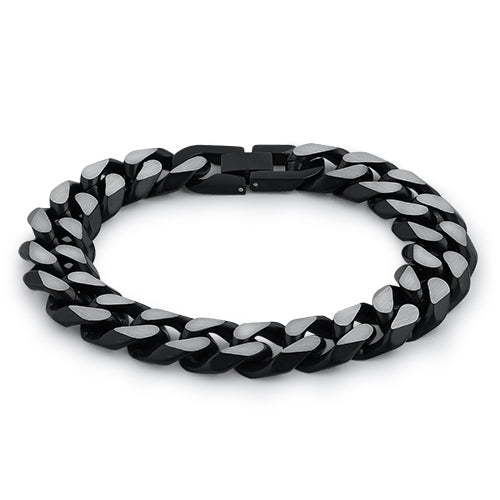 Stainless Steel Curb Chain IP Black Link Bracelet for Men & Women - Durable Fashion Jewelry for Everyday Wear, Parties & Gifts