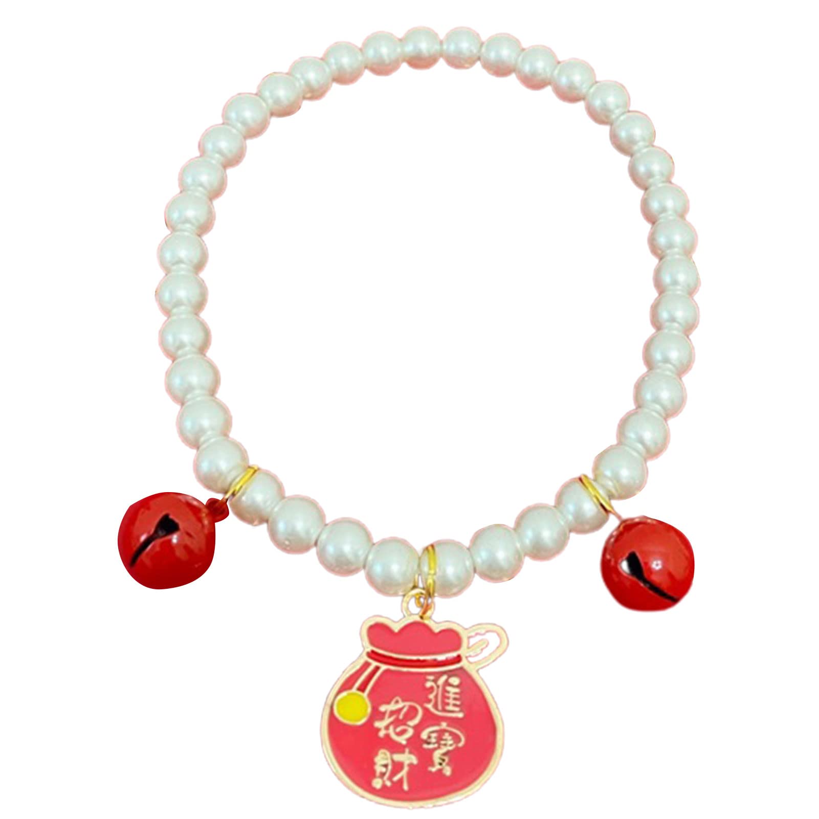Angel3292 Allergy-Free Resin Cat Necklace with Charms & Faux Pearl - Stylish Pet Jewelry for Home