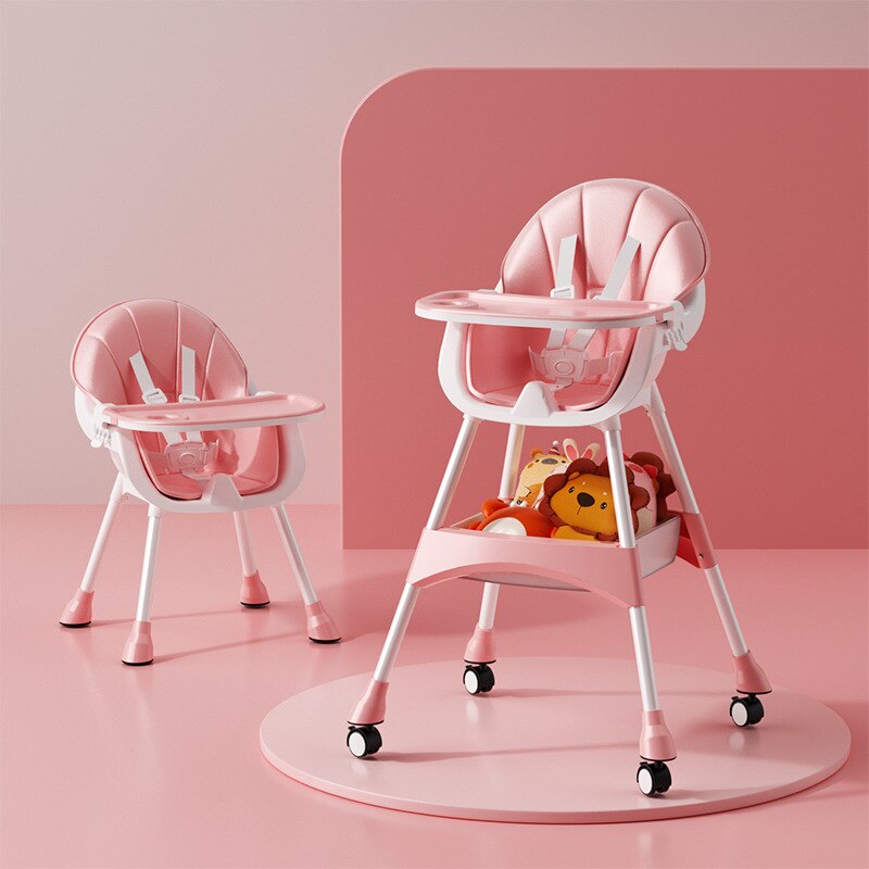 2 in 1 Convertible Baby High Chair for 6+ Months - Adjustable Height, Detachable Footrest & Double Tray - Perfect for Feeding, Playtime & Learning at Home or Restaurant