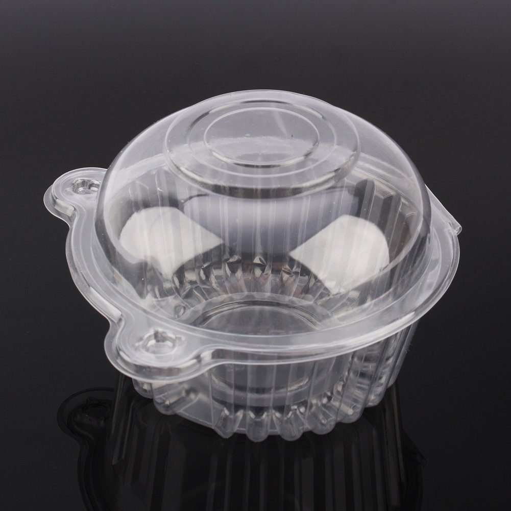 100pcs Clear Plastic Cupcake Boxes with Lids - Individual Dome Containers for Muffins, Cake Pops & Desserts - Perfect for Bakery, Party Favors & Gift Packaging
